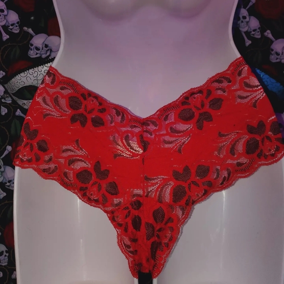 ❤Perfect Valentines Day Red Black & WHT Lace Booty Shorts Size L❤ - Picture 5 of 8